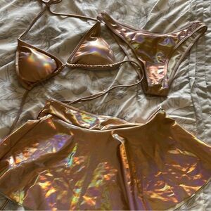 SHEIN Holographic Bikini Set - Iridescent Gold